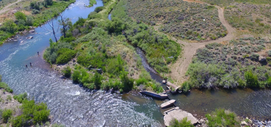 Aerial photo of Last Chance Ditch near Mogul
